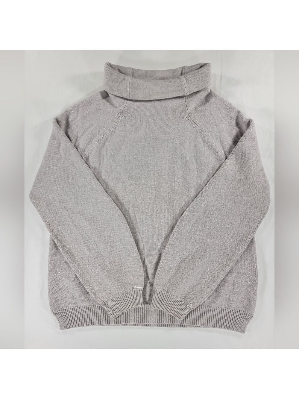 Allude Womens Cashmere Long Sleeves Turtleneck Roll Collar Sweater Gray Large